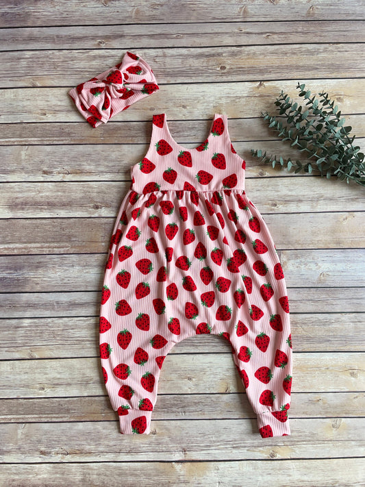 Strawberry Baby Romper, Very Berry First Birthday Outfit