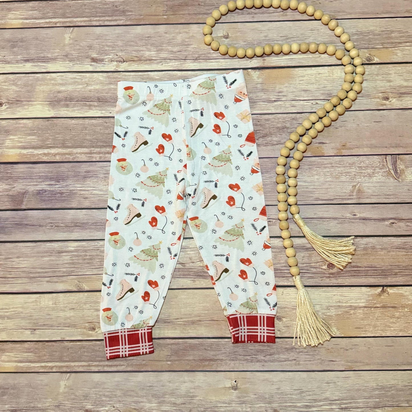 Bamboo Cotton Baby Christmas Outfit: Santa Leggings & Long Sleeve Top (12-18M)
