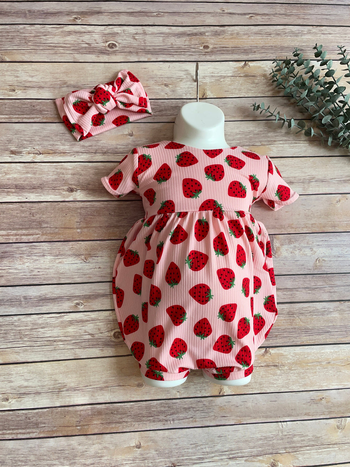 Strawberry Bubble Romper:  Baby girl Jumpsuit, sweet one birthday