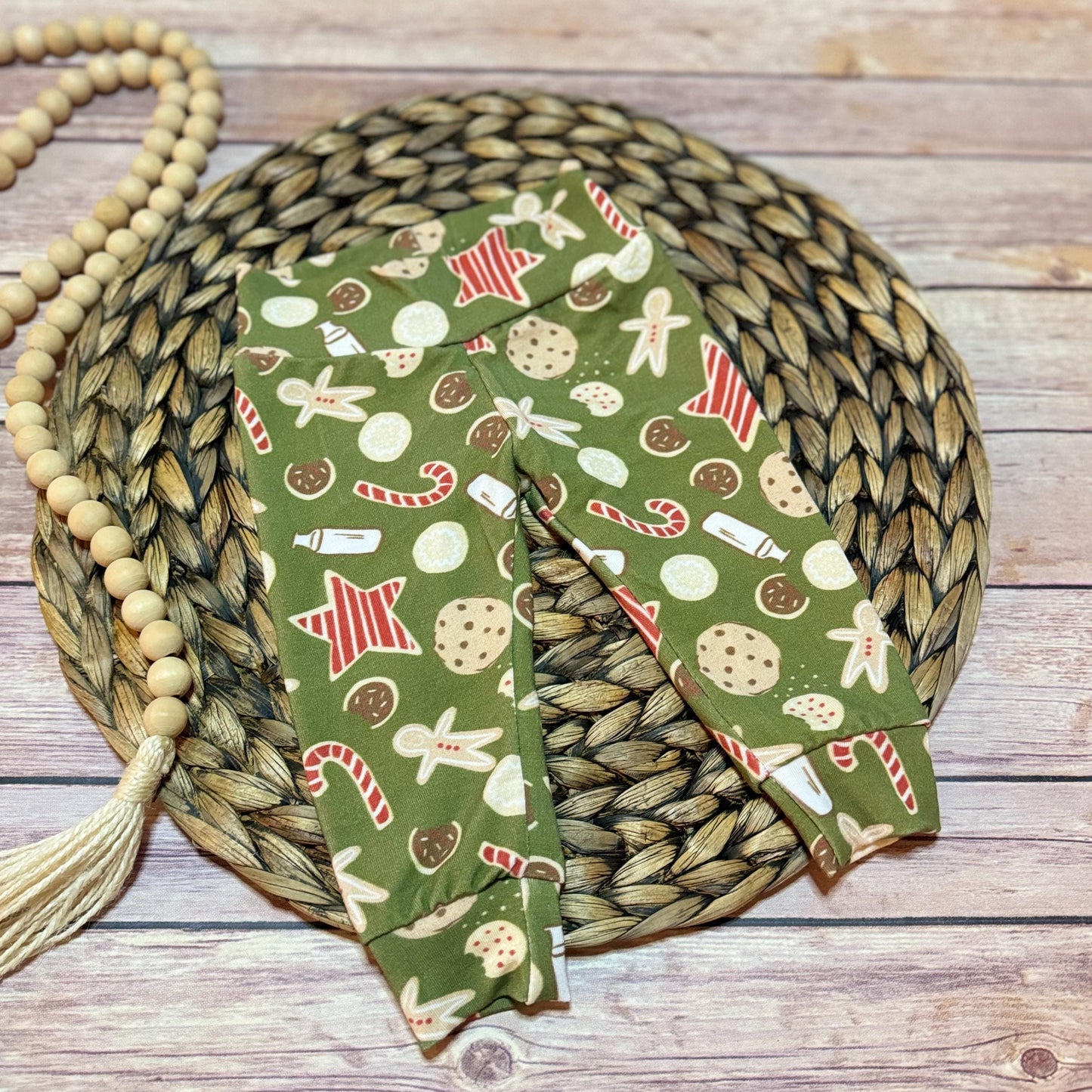 Baby Christmas Joggers: Gingerbread Print Bamboo Leggings (0-3M)