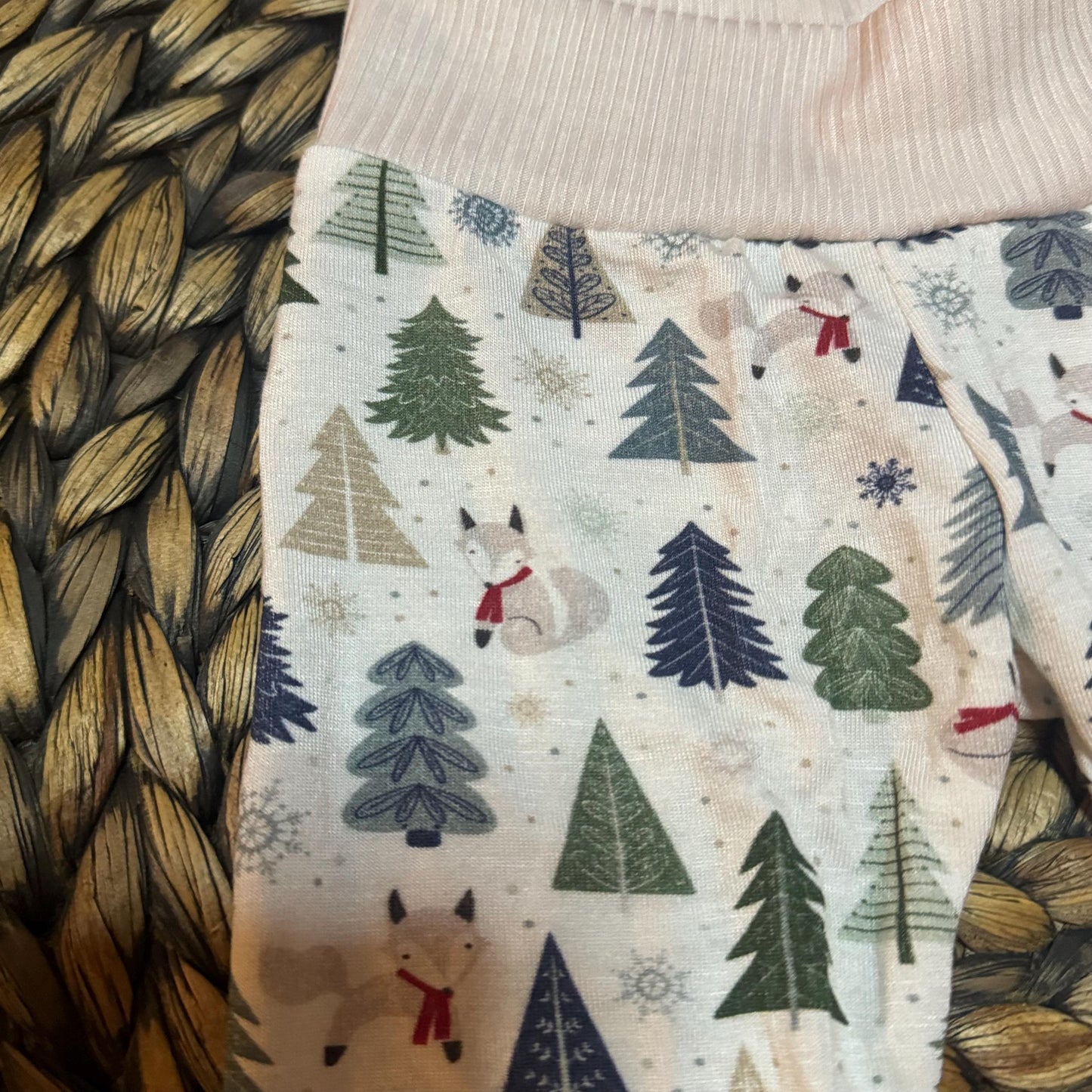 Baby Winter Fox Leggings: Bamboo Cotton Holiday Outfit