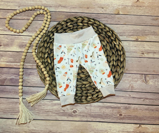 Baby's First Christmas Joggers: Santa Print Bamboo Leggings (0-3M)