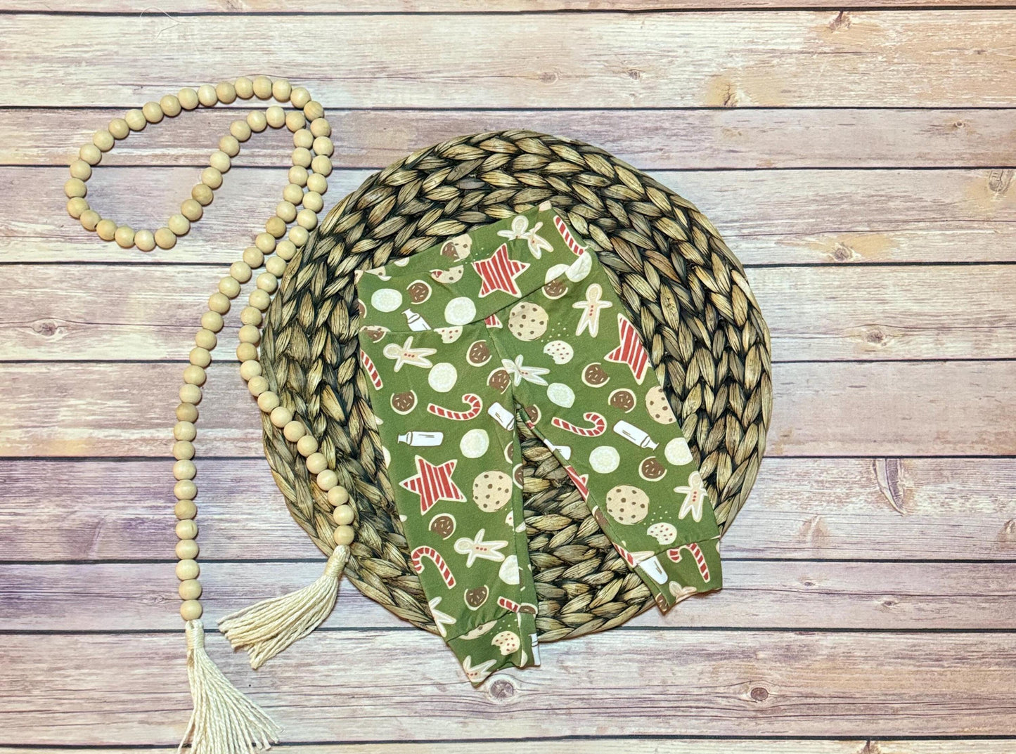 Baby Christmas Joggers: Gingerbread Print Bamboo Leggings (0-3M)