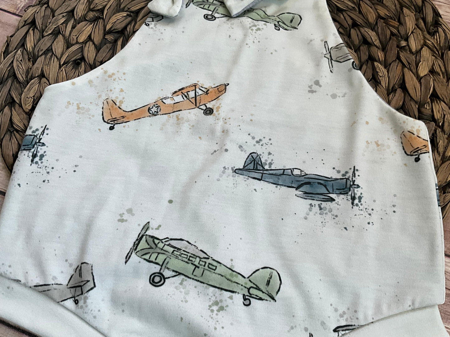 Vintage Airplane Knotted Overalls: Baby Toddler Romper