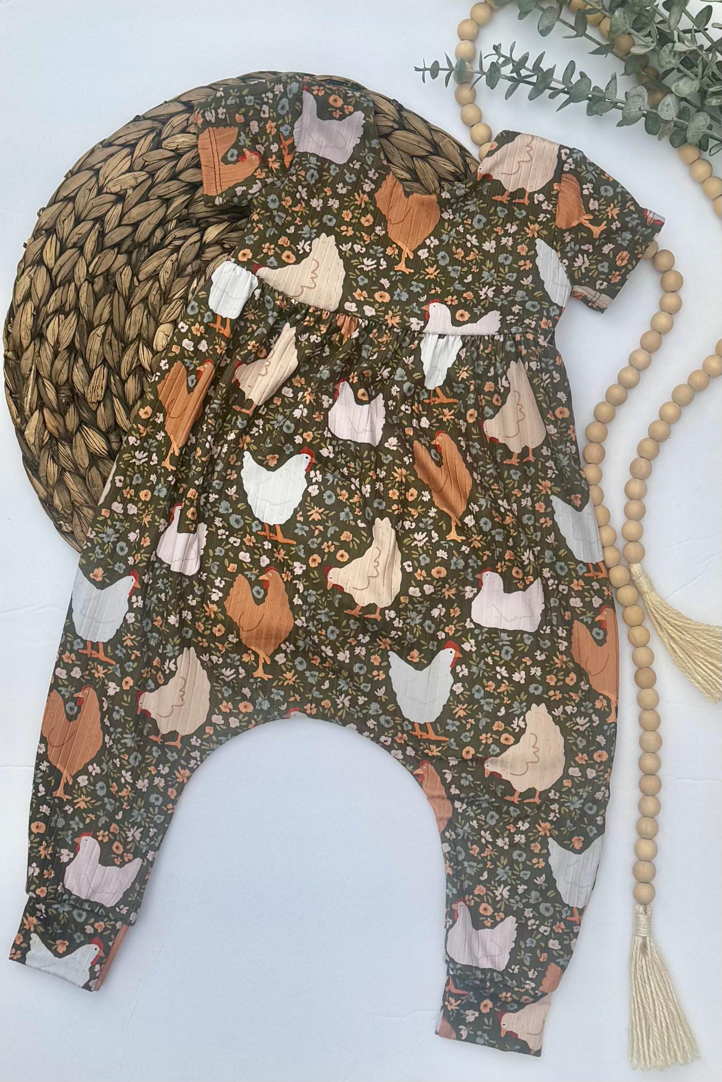 Chicken Floral Baby Romper