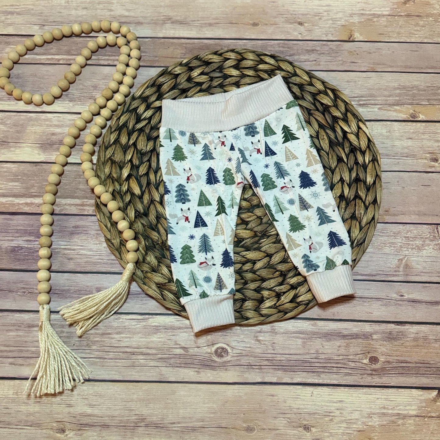 Baby Winter Fox Leggings: Bamboo Cotton Holiday Outfit
