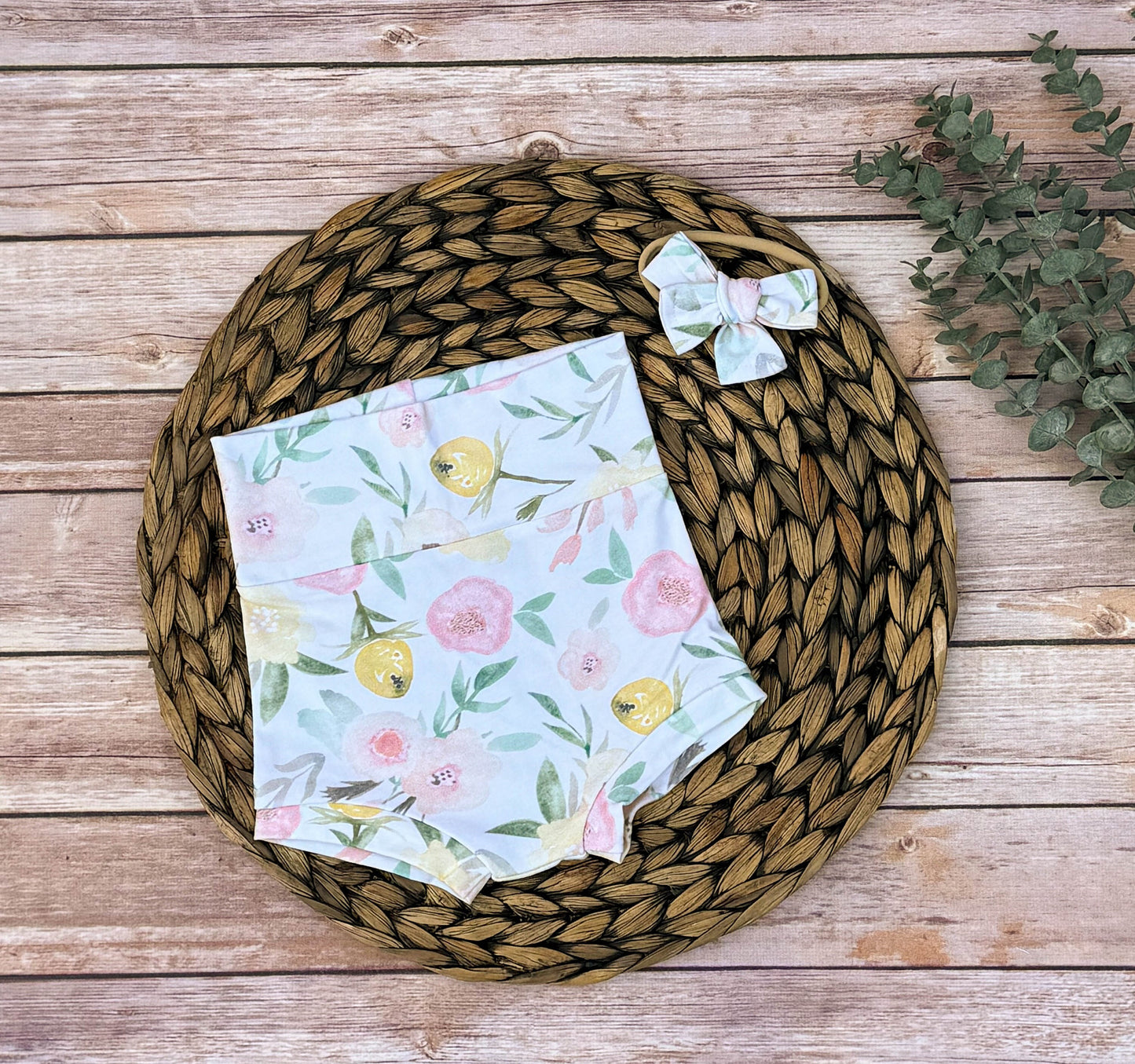 Floral Baby Bummies with Headband: Handmade Spring Outfit