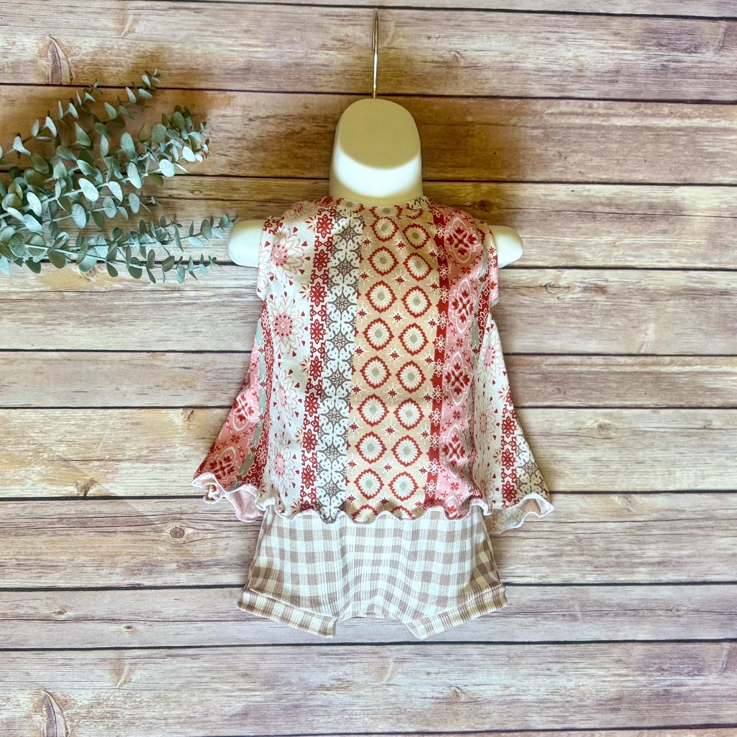 Boho Baby Outfit: Swing Top & Ribbed Shorties - Summer Set