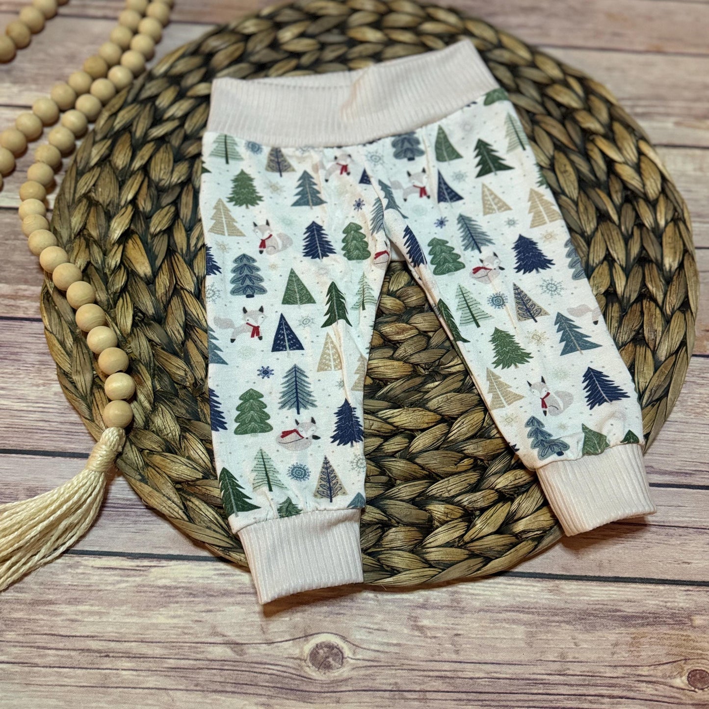 Baby Winter Fox Leggings: Bamboo Cotton Holiday Outfit