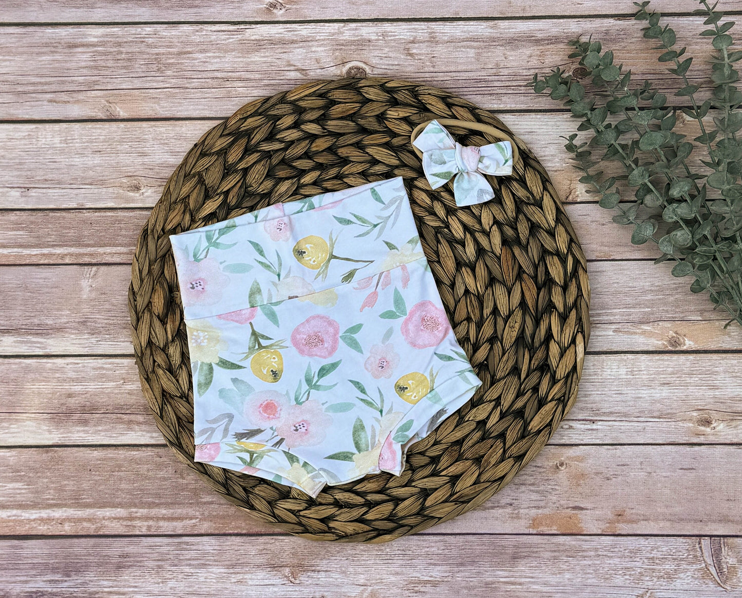 Floral Baby Bummies with Headband: Handmade Spring Outfit