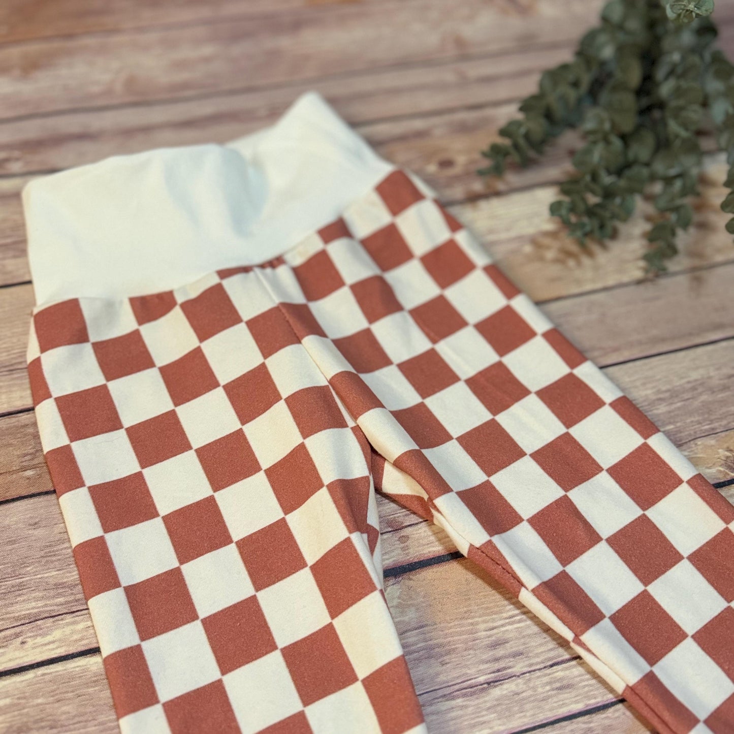 Brown Checkered Baby Joggers: Gender Neutral Cotton Lounge Pants