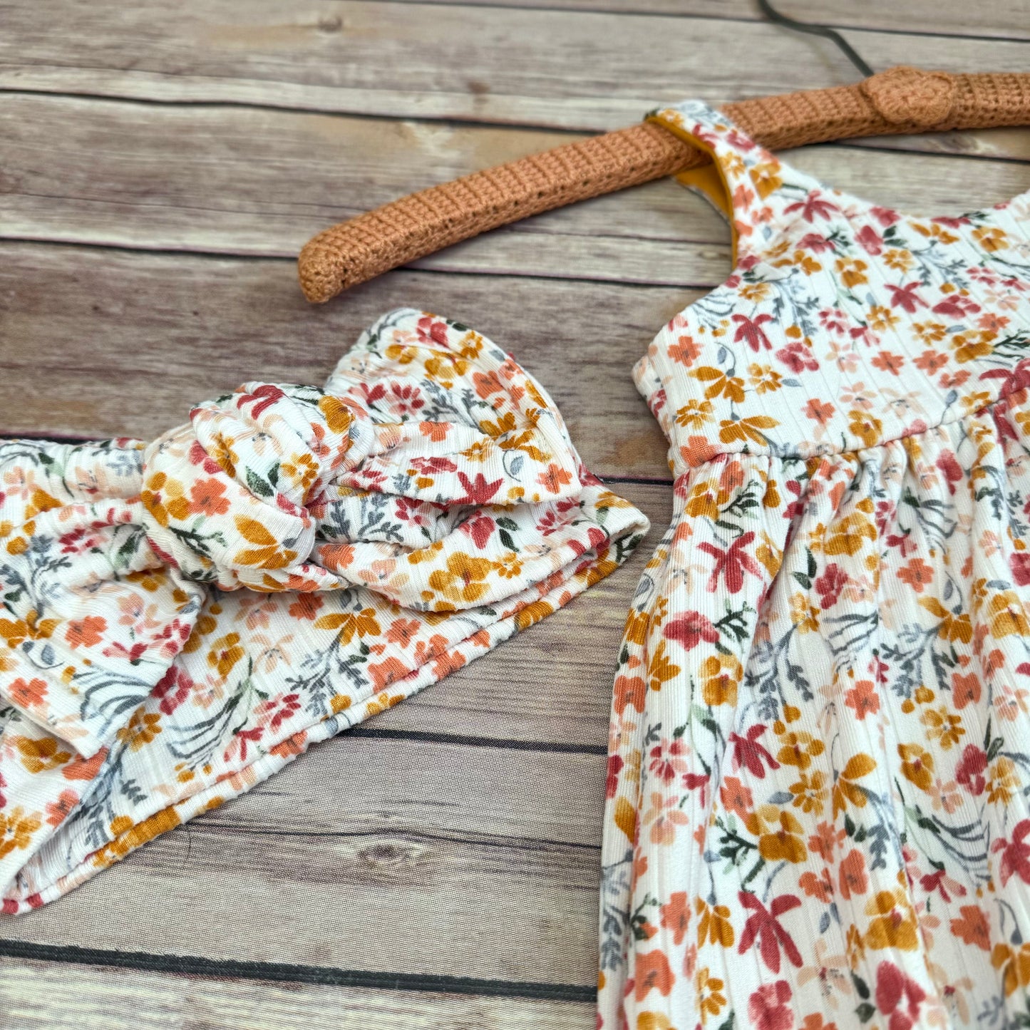Floral Baby Romper, Soft Rib Knit Jumpsuit