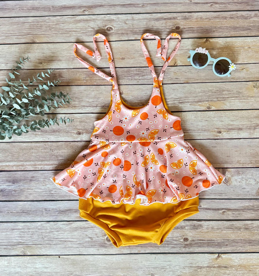 Baby Girl Orange Romper: One Little Cutie Birthday Outfit