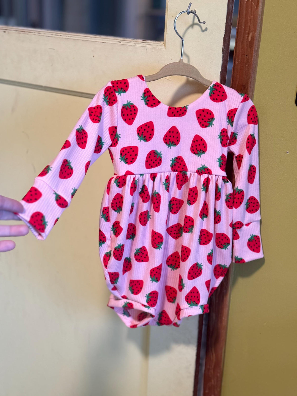 Strawberry Bubble Romper:  Baby girl Jumpsuit, sweet one birthday