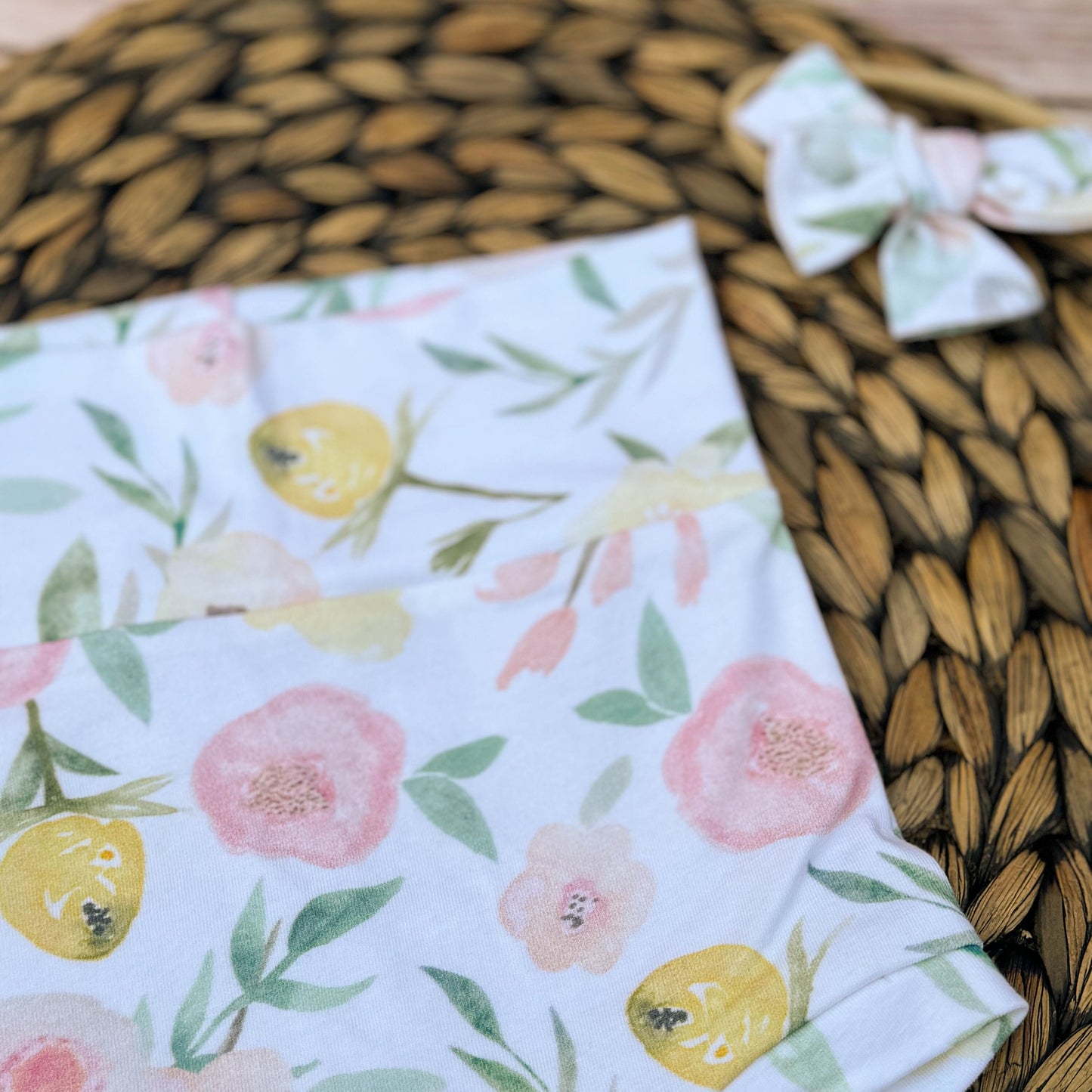 Floral Baby Bummies with Headband: Handmade Spring Outfit