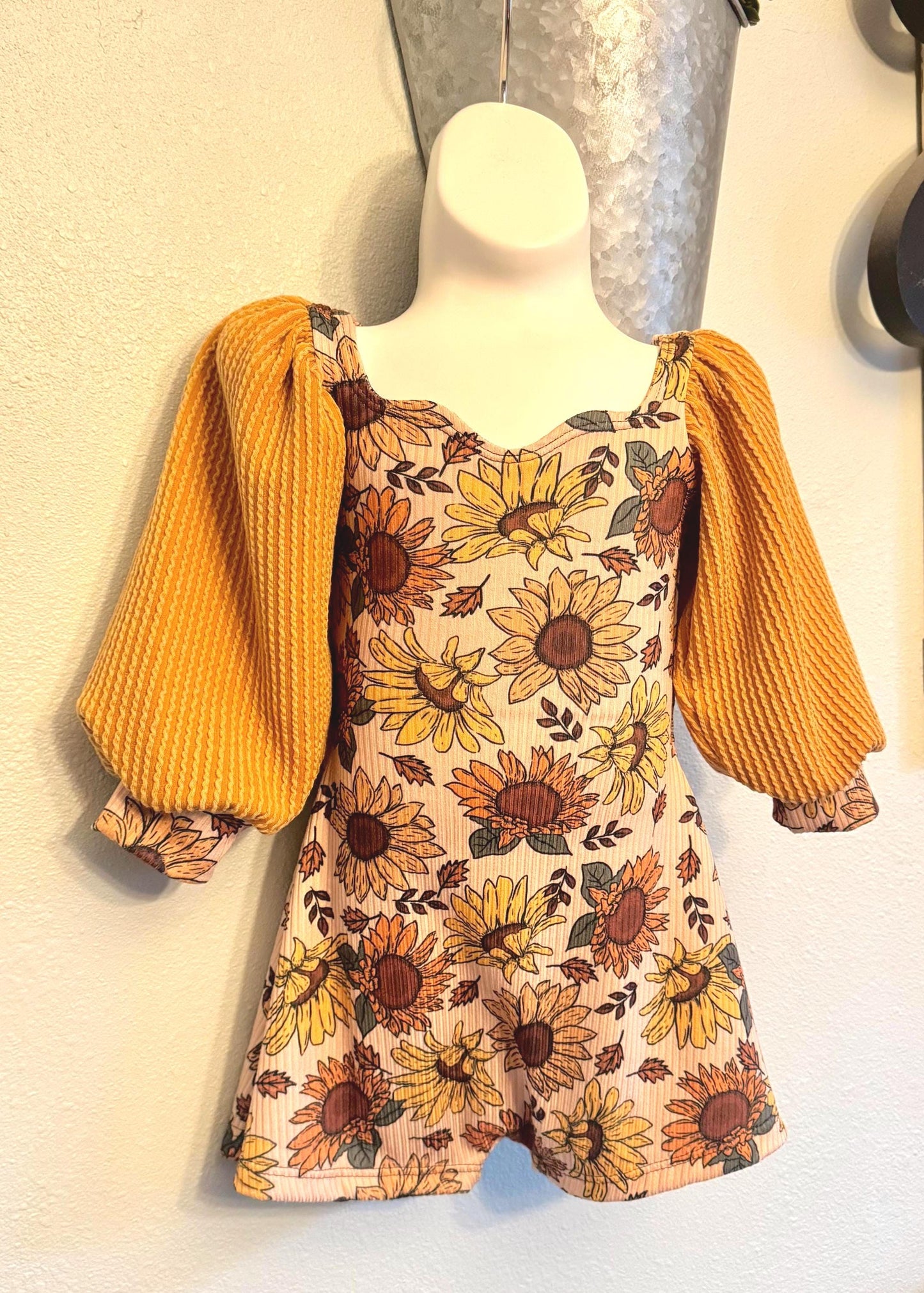 Sunflower Baby Romper: Long Sleeve, Boho Fall Outfit
