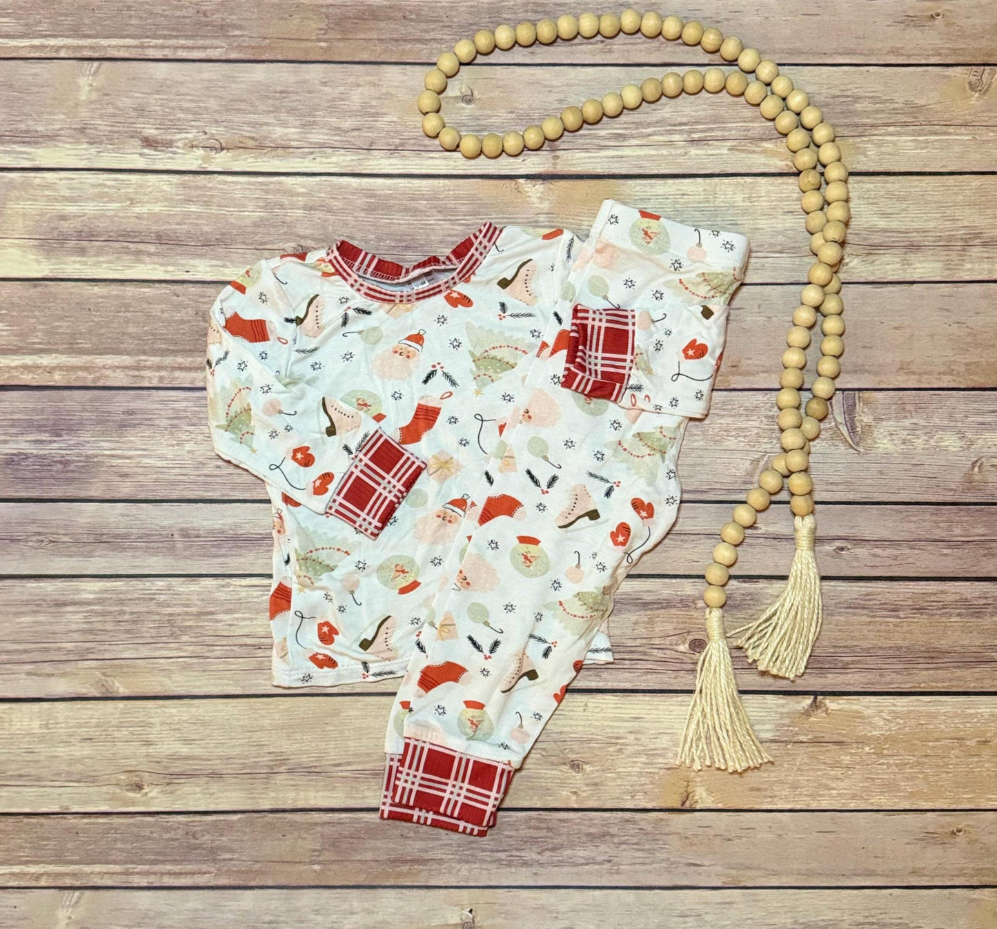 Bamboo Cotton Baby Christmas Outfit: Santa Leggings & Long Sleeve Top (12-18M)