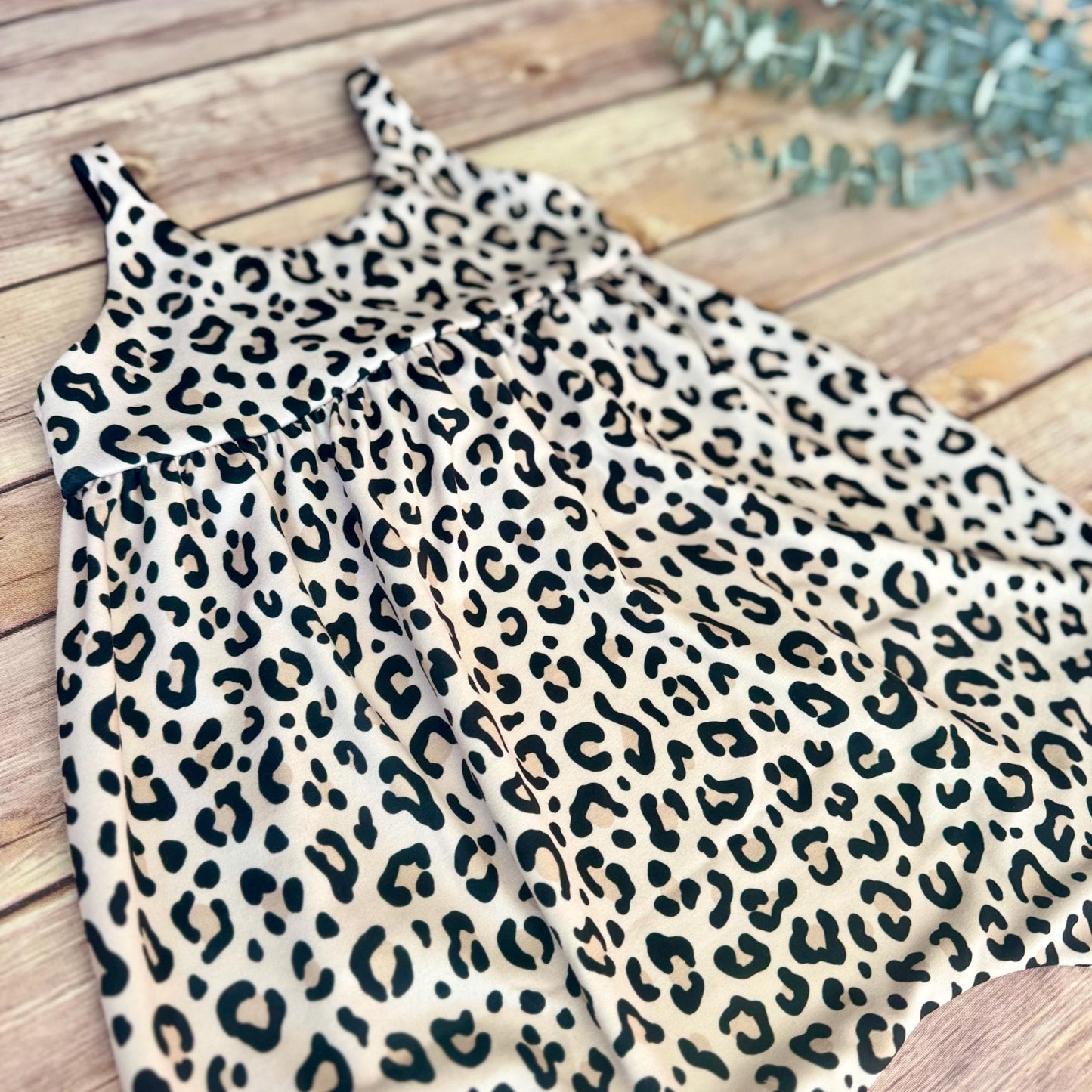 Leopard Print Baby Girl Romper: Soft double brush polyester Knit Jumpsuit