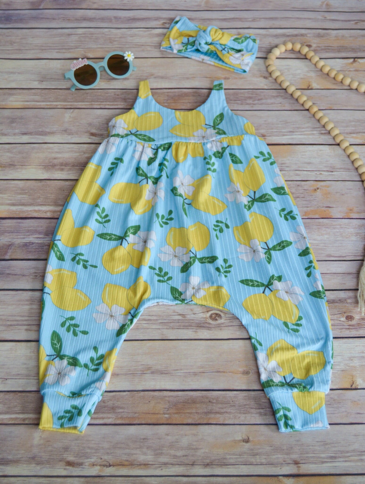 Baby Girl Lemon Romper: Ribbed Knit Jumpsuit, Lemonade Birthday