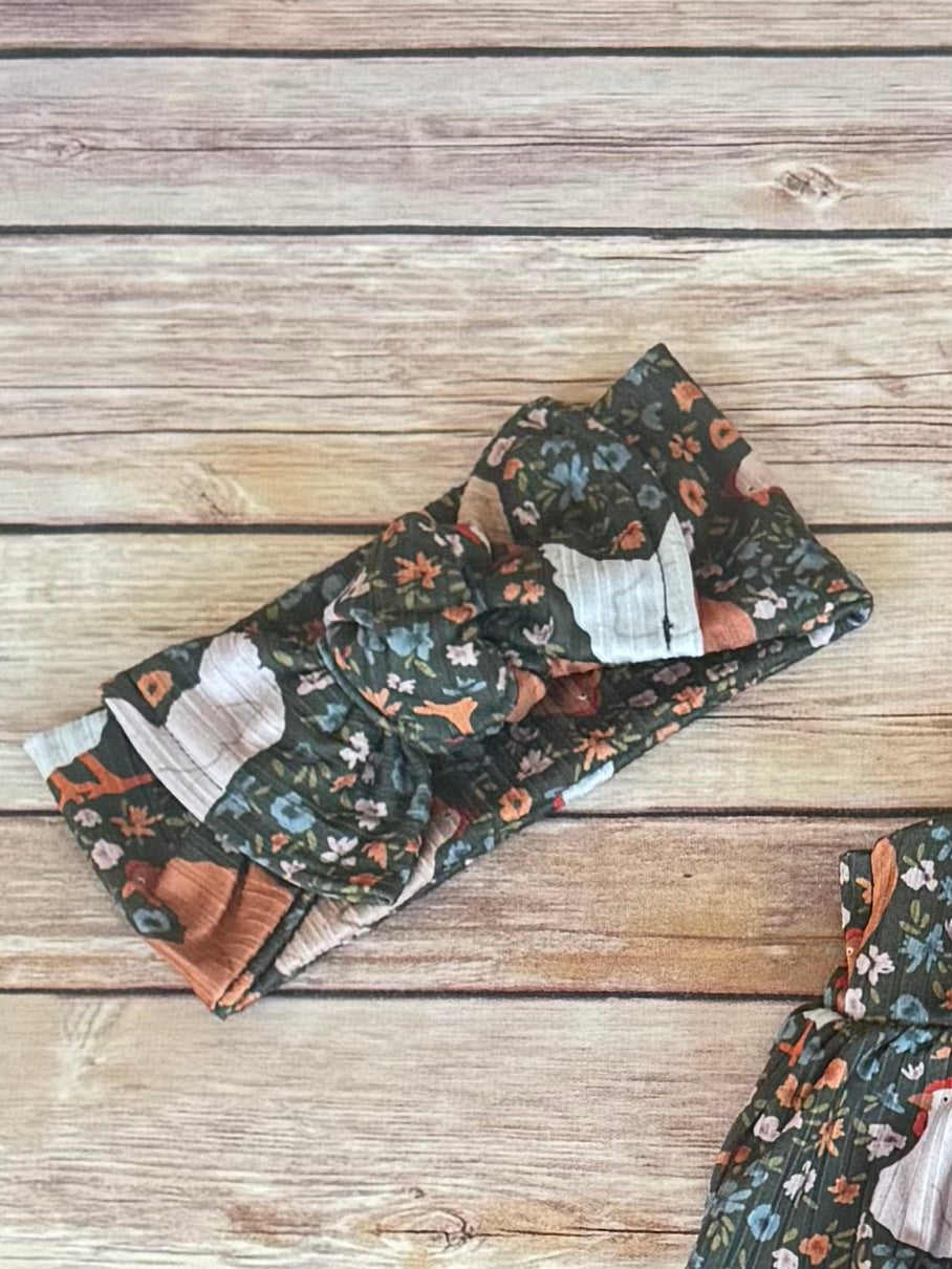 Chicken Floral Baby Romper: Boho one piece  Jumpsuit, birthday outfit, girls jumper