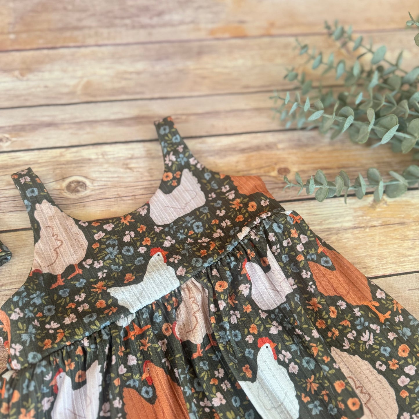 Chicken Floral Baby Romper: Boho one piece  Jumpsuit, birthday outfit, girls jumper