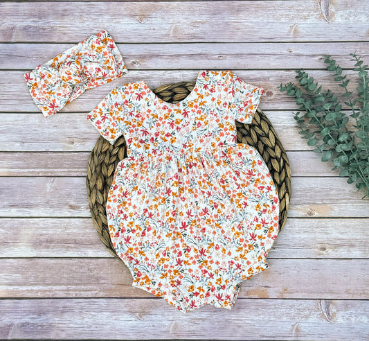 Floral Baby Bubble Romper: Spring Outfit, one piece outfit
