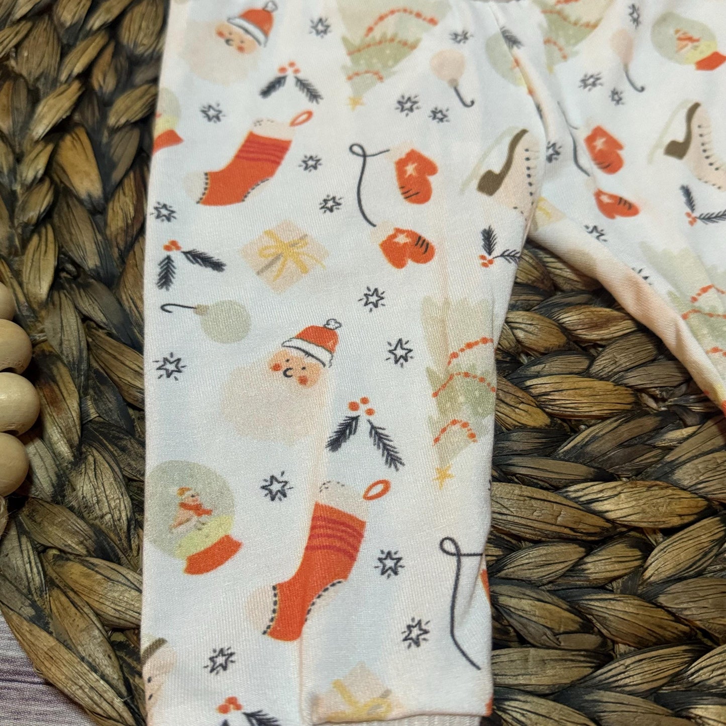 Baby's First Christmas Joggers: Santa Print Bamboo Leggings (0-3M)