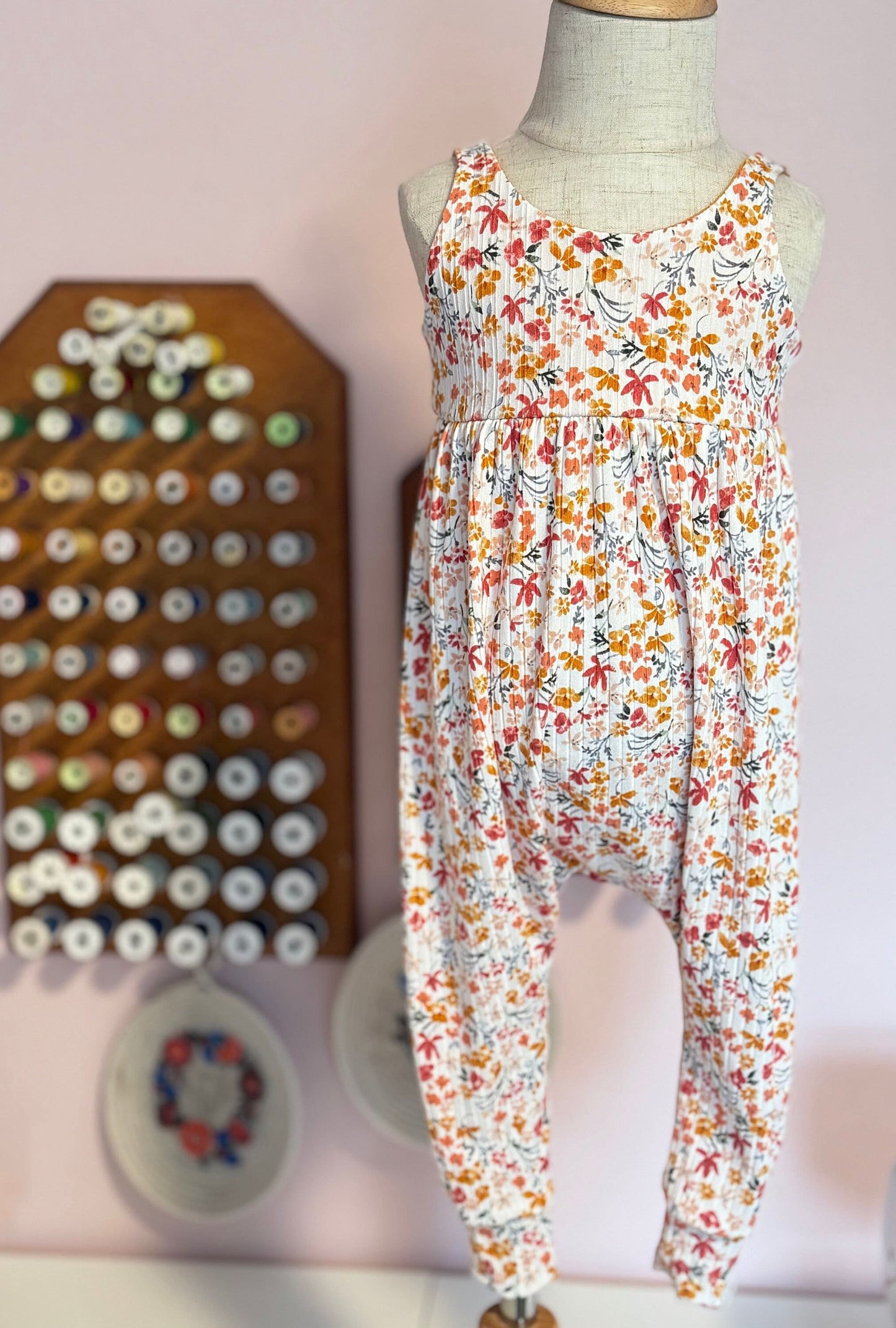 Floral Baby Romper, Soft Rib Knit Jumpsuit
