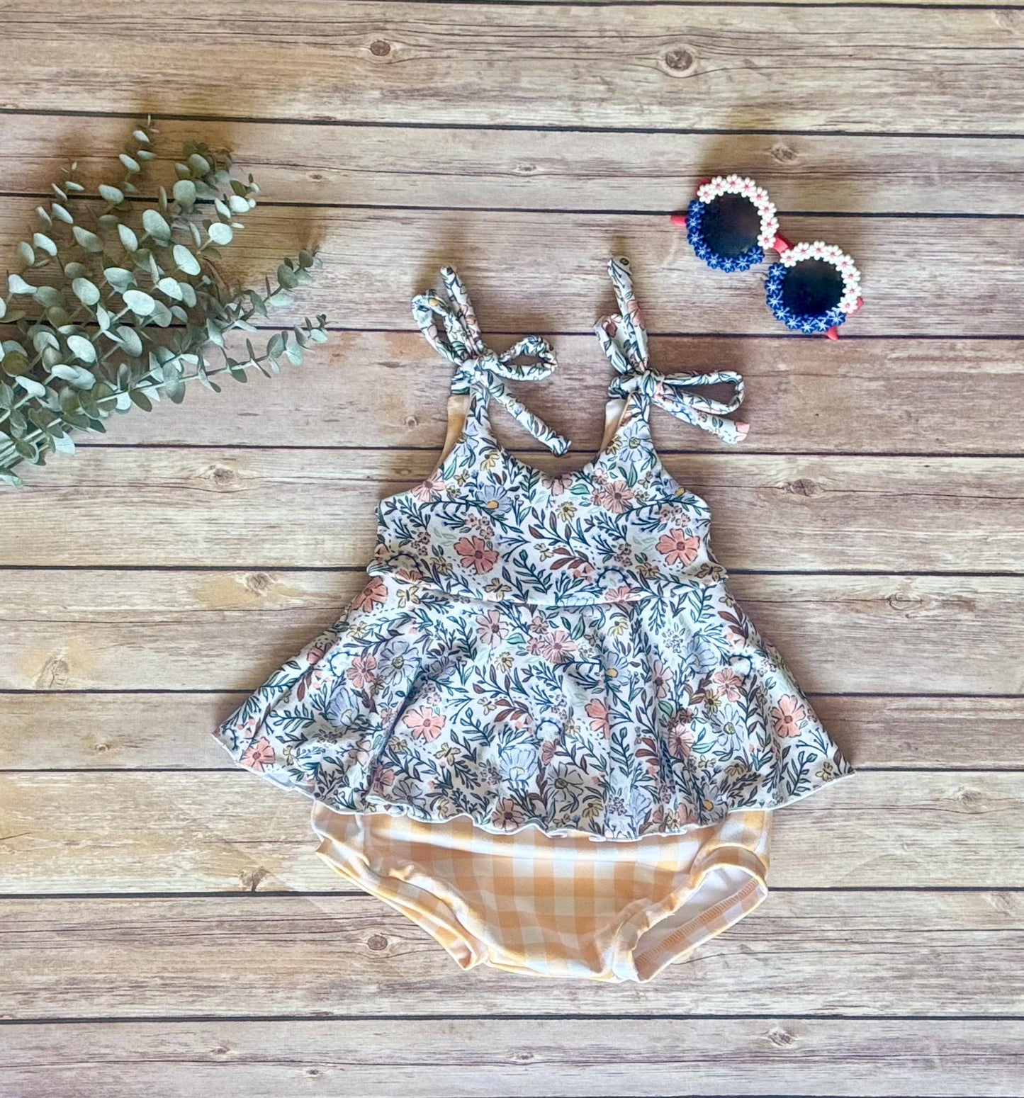 Floral Bubble Romper,  Baby Girl skirted romper,  Birthday Outfit
