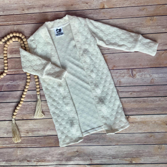 Girls Ivory Knit Duster Cardigan: Toddler Kimono Sweater