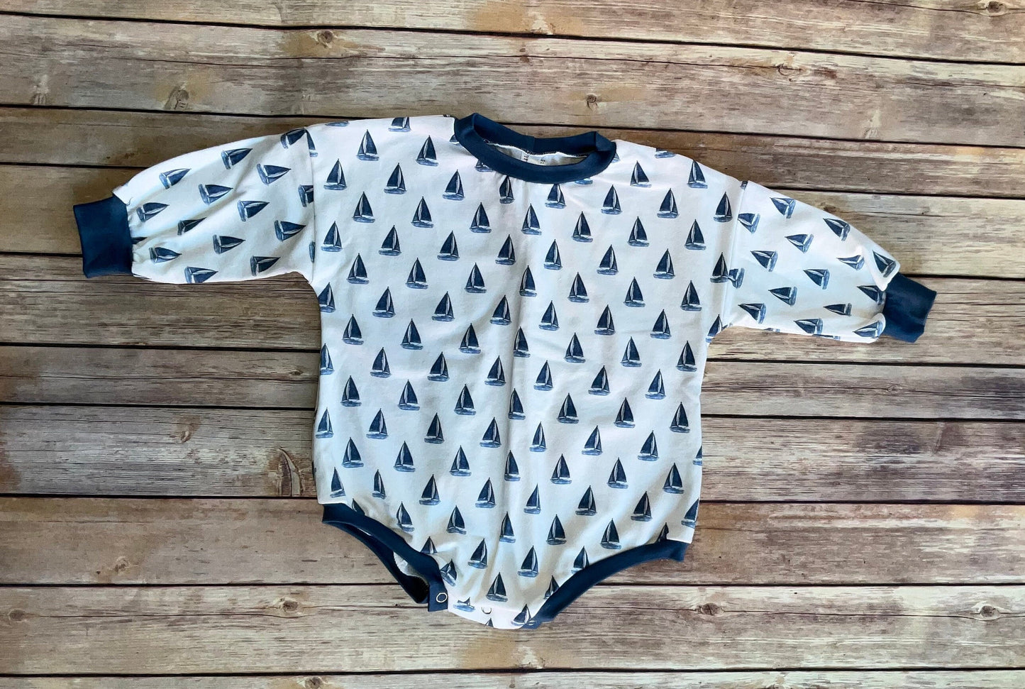 Nautical Baby Boy Romper: French Terry Sailboat Sweatshirt