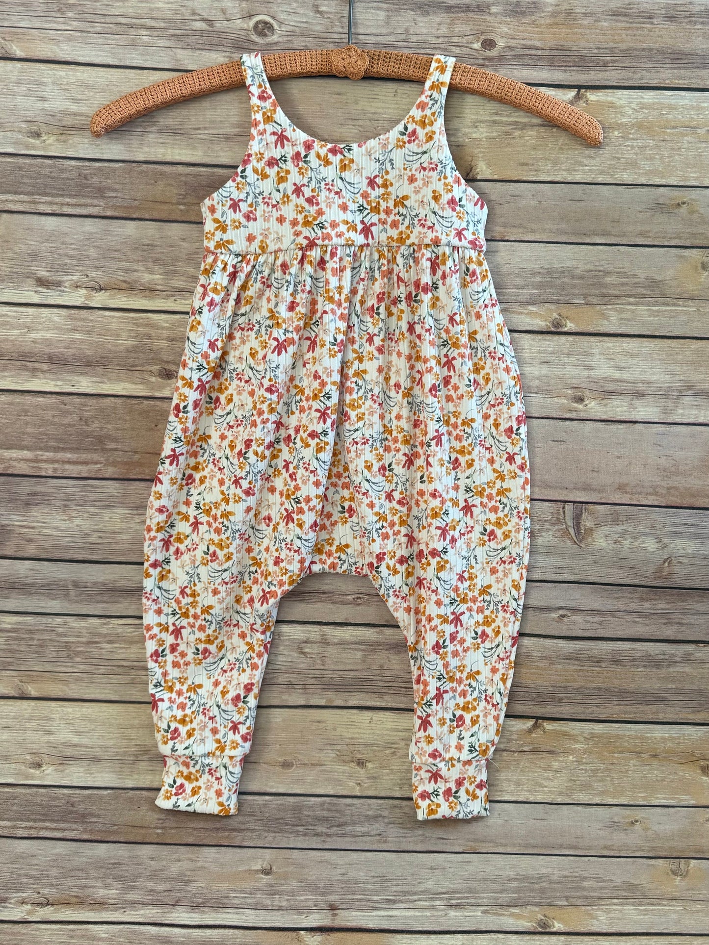 Floral Baby Romper, Soft Rib Knit Jumpsuit