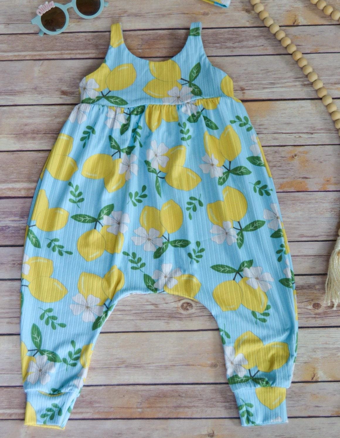 Baby Girl Lemon Romper: Ribbed Knit Jumpsuit, Lemonade Birthday