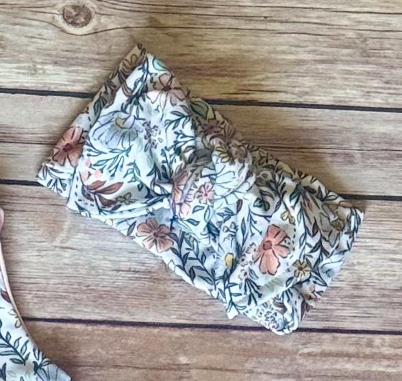 Floral Baby Romper: blue and yellow one piece outfit, baby girl jumpsuit