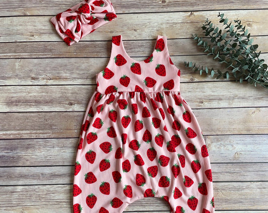 Strawberry Baby Romper, Very Berry First Birthday Outfit