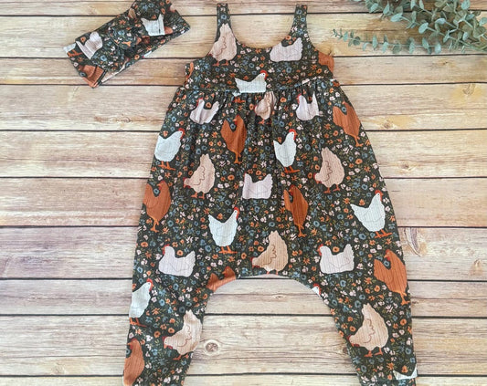 Chicken Floral Baby Romper